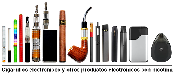 Cigarillos electrónicos y otros productos electrónicos con nicotina.